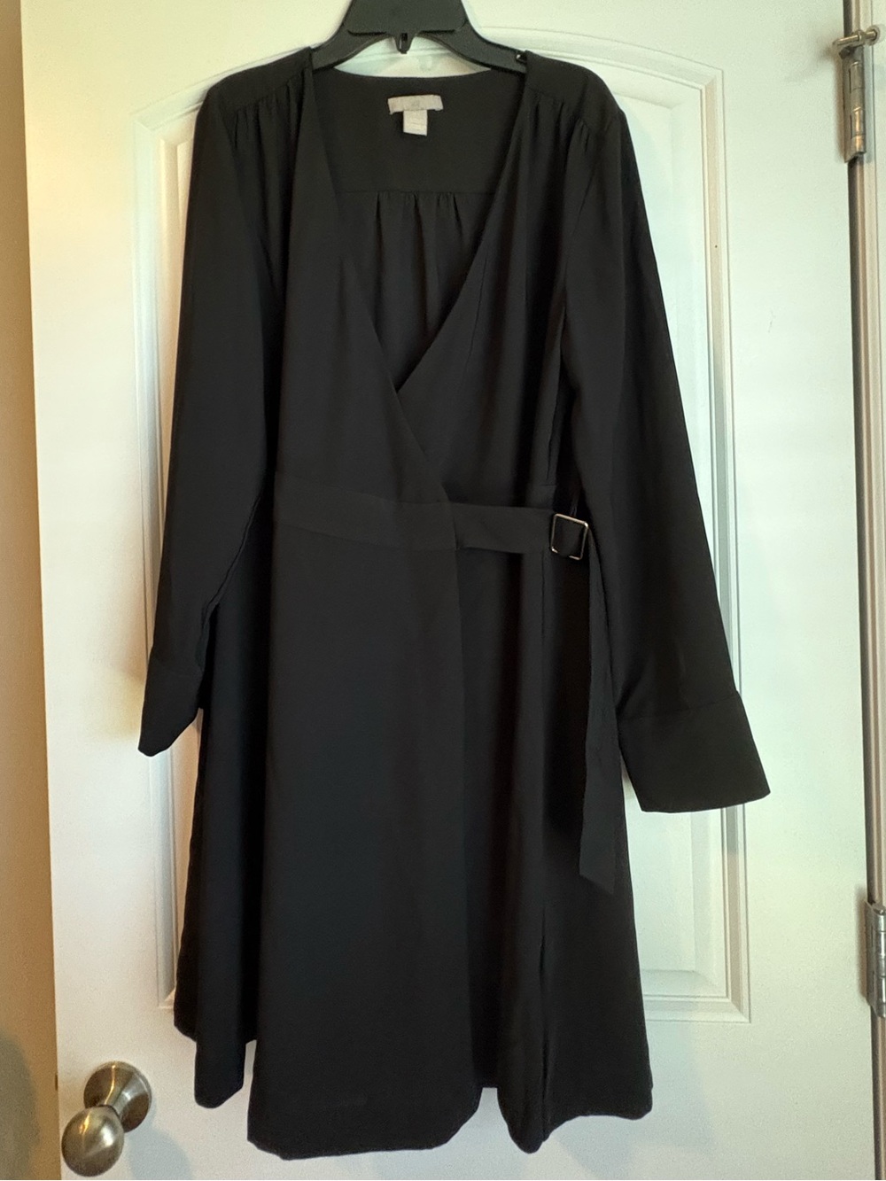 H&M Black Long Sleeve Wrap Dress with Buckle Detail